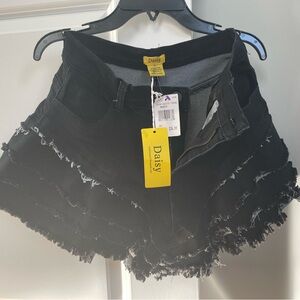 Daisy Black Distressed Jean Shorts